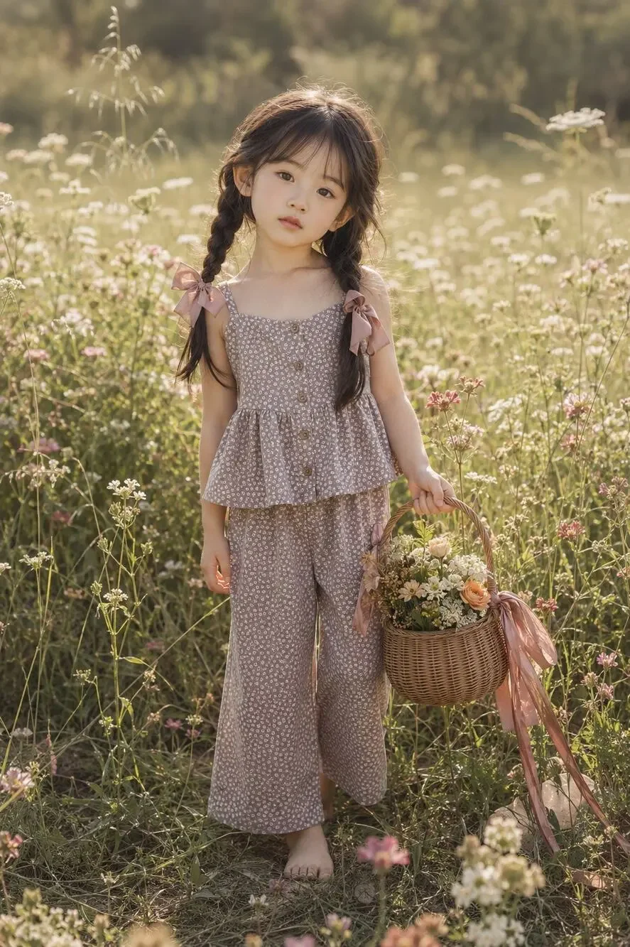 Made of Meadow Flowers Boho Blooming Peplum Top + Pants Set 5T